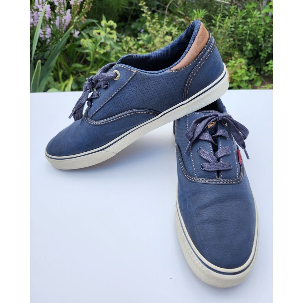 Levis Shoes Mens Size 10 Navy Brown Perforated Low Top Casual Sneakers Comfort